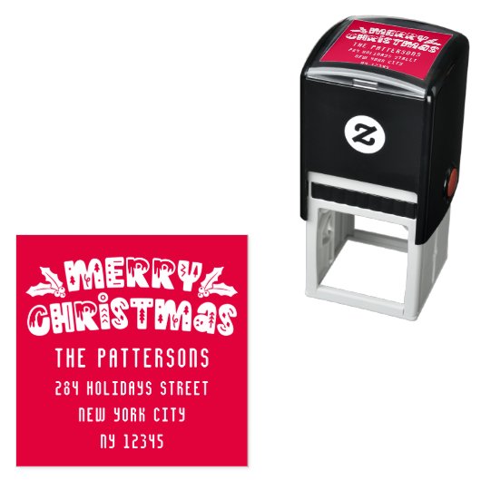 Vrolijk Kerstmis Modern het Adres van de Terugkeer Zelfinktende Stempel (In situ)