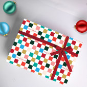 Vrolijk Kerstmis Modern Kleurrijk Checkerboard Cadeaupapier