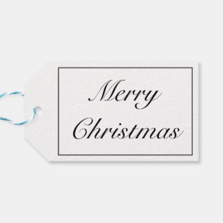 Vrolijk Kerstmis Modern Minimalistisch Wit Zwart Cadeaulabel