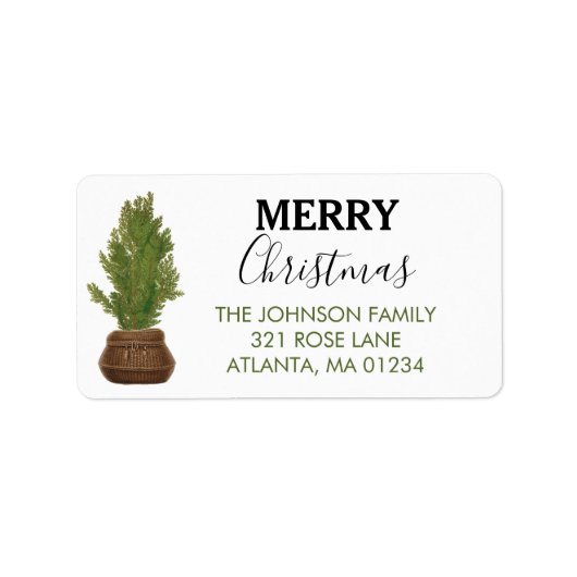 Vrolijk Kerstmis Modern Rustiek Retouradres Etiket (Voorkant)