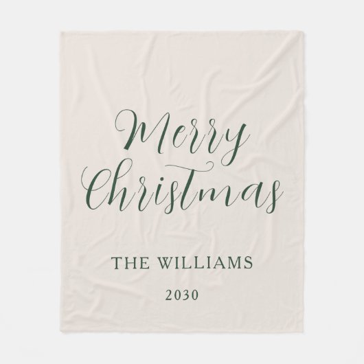 Vrolijk Kerstmis Modern Script Custom Family Fleece Deken (Voorkant)