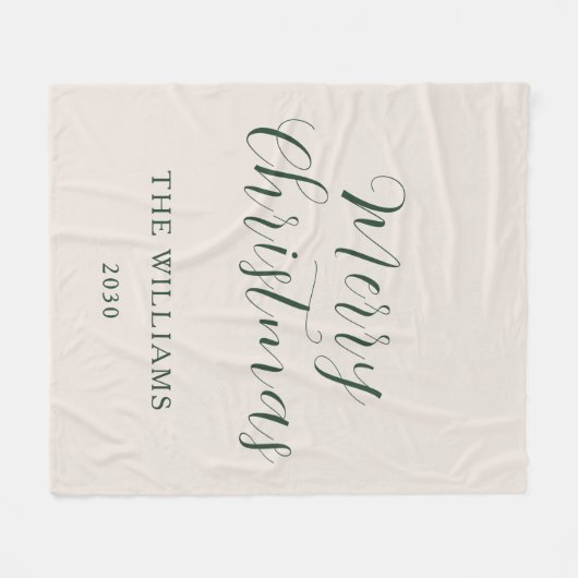 Vrolijk Kerstmis Modern Script Custom Family Fleece Deken (Voorkant (Horizontaal))