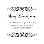 Vrolijk Kerstmis Modern Script Return Adres Rubberstempel (Afrduk)