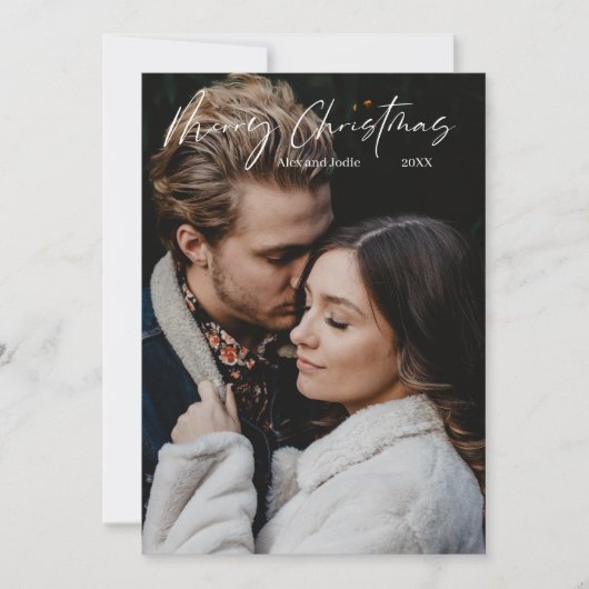 Vrolijk Kerstmis Modern Scriptminimalisme Feestdagenkaart (Voorkant)