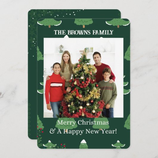 Vrolijk Kerstmis Modern Uw Fotocollage Flat Feestdagenkaart (Voorkant / Achterkant)