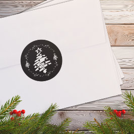 Vrolijk Kerstmis Modern Vakantie Zwart Envelope Se Ronde Sticker