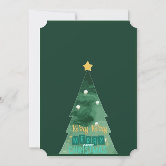 Vrolijk Kerstmis Modern Vier Fotocollage Groen Feestdagenkaart (Achterkant)