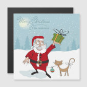 Vrolijk Kerstmis Modern Whimsical Santa Cat Naam (Voorkant / Achterkant)