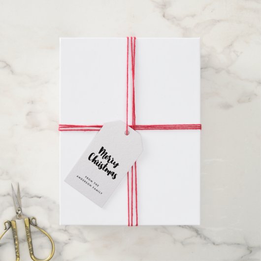 Vrolijk Kerstmis modern zwart-wit Cadeaulabel (Met Touw)