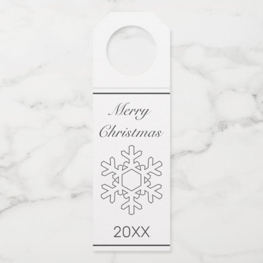 Vrolijk Kerstmis Moderne Minimalistische Witte Ver Flessenhanger (Voorkant)