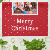 Vrolijk Kerstmis Moeder Rood En Wit Polka Dot Snee Theedoek (Gevouwen)