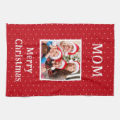 Vrolijk Kerstmis Moeder Rood En Wit Polka Dot Snee Theedoek (Horizontaal)