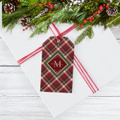 Vrolijk Kerstmis Monogram Rood Plaid Kerstmis Cadeaulabel