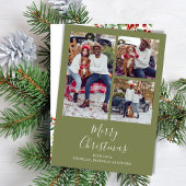 Vrolijk Kerstmis Multi Foto Botanische Rode Holly Feestdagenkaart