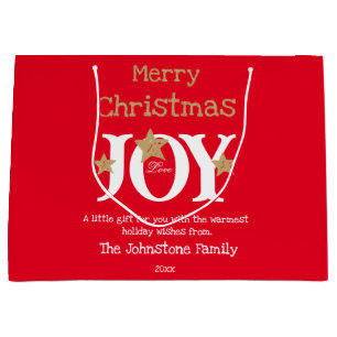 Vrolijk Kerstmis Naam Cool Chic Schattige Rood Groot Cadeauzakje