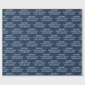 Vrolijk Kerstmis Naam Marine Wit Eenvoudig Modern Cadeaupapier (Vlak)