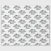 Vrolijk Kerstmis Naam Zwart Wit Eenvoudig Modern Cadeaupapier (Vlak)