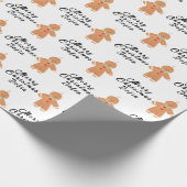 Vrolijk Kerstmis Naam Zwart Wit Gingerbread man Cadeaupapier (Hoek)