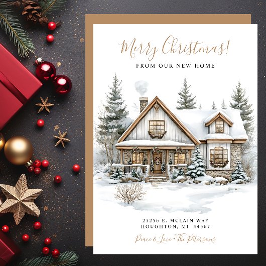 Vrolijk Kerstmis Nieuw Huis Verhuizen Aankondiging