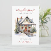 Vrolijk Kerstmis Nieuw Huis Verhuizen Aankondiging (Staand voorkant)