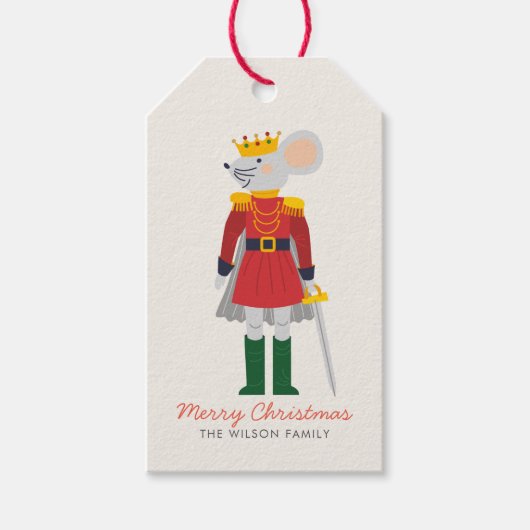 Vrolijk Kerstmis Notenkraker Muis Cadeaulabel (Voorkant)