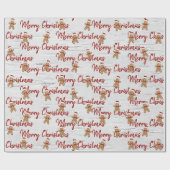 Vrolijk Kerstmis peperkoek man op berk Cadeaupapier (Vlak)