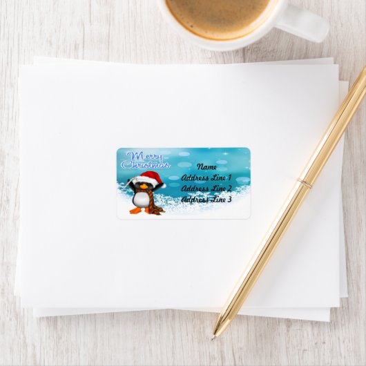 Vrolijk Kerstmis Pinguïn Adresetiketten Etiket (Insitu)