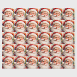 Vrolijk Kerstmis Portret van Kerstman Cadeaupapier