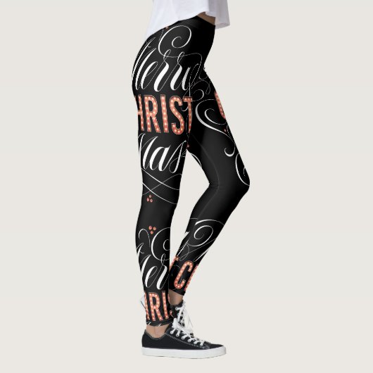 Vrolijk Kerstmis Religieuze Rode Marquee Lights Leggings (Rechts)