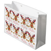 Vrolijk Kerstmis Rendier Gift tas Groot Cadeauzakje (Voorkant Gekanteld)