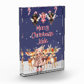 Vrolijk Kerstmis Rendier Peppermint Fairy w / Naam Fotoblokken (Links)
