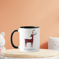 Vrolijk Kerstmis Rendier Plaid Gift Zwart Koffie