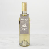 Vrolijk Kerstmis Rendier Rustiek Verweerd Hout Flessenhanger (Op fles)