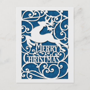 Vrolijk Kerstmis Rendier Silhouetten Sneeuwvlok Briefkaart