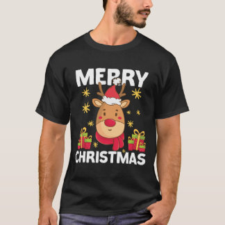 Vrolijk Kerstmis rendier Xmas Familie Kinder Manne T-shirt