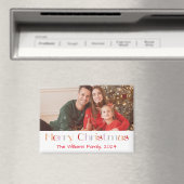 Vrolijk Kerstmis retro leuk script vakantie foto Magneet (Insitu (Vaatwasser))