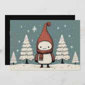 Vrolijk Kerstmis Retro Sneeuwman Feestdagenkaart (Voorkant / Achterkant)