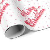 Vrolijk Kerstmis Retro Sterren Vakantie Rood Cadeaupapier (Rol Hoek)