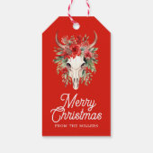 Vrolijk Kerstmis Retro Typografie Bloemenschedel Cadeaulabel (Achterkant)