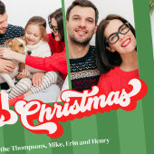 Vrolijk Kerstmis Retro Typografie Multi Foto Feestdagenkaart