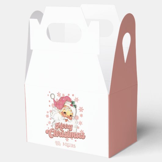 Vrolijk Kerstmis Retro Typografie Santa Roze Pet Bedankdoosjes (Geopend)