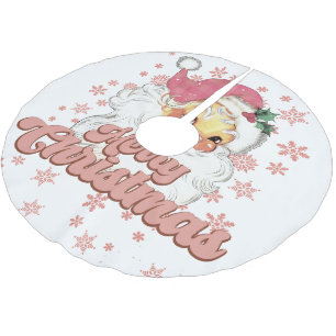 Vrolijk Kerstmis Retro Typografie Santa Roze Pet Kerstboom Rok