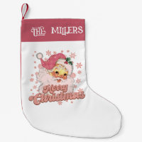 Vrolijk Kerstmis Retro Typografie Santa Roze Pet