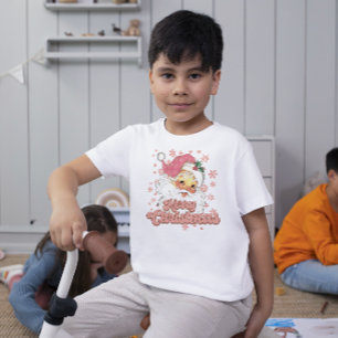 Vrolijk Kerstmis Retro Typografie Santa Roze Pet T-shirt