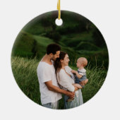 Vrolijk Kerstmis Rode bessen Botanische krans Foto Keramisch Ornament (Achterkant)