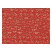 Vrolijk Kerstmis Rode Faux Gouden Folie Script Pat Tafelkleed (Voorkant (Horizontaal))