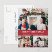 Vrolijk Kerstmis Rode Foto Collage Briefkaart (Voorkant / Achterkant)