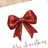 Vrolijk Kerstmis Rode Glitter Coquette Bow Wit Kaart