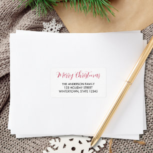 Vrolijk Kerstmis Rode Typografie Retouradres Etiket