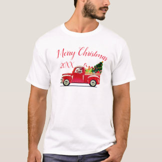 Vrolijk Kerstmis  Rode Vrachtwagen Jaar T-shirt